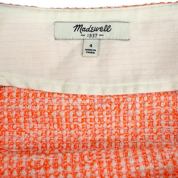 MADEWELL Boucle Tweed Mini Skirt Sz 4 Orange - Picture 3 of 5